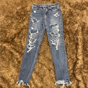 American Eagle Outfitters Ripped Blue Skinny Jeans